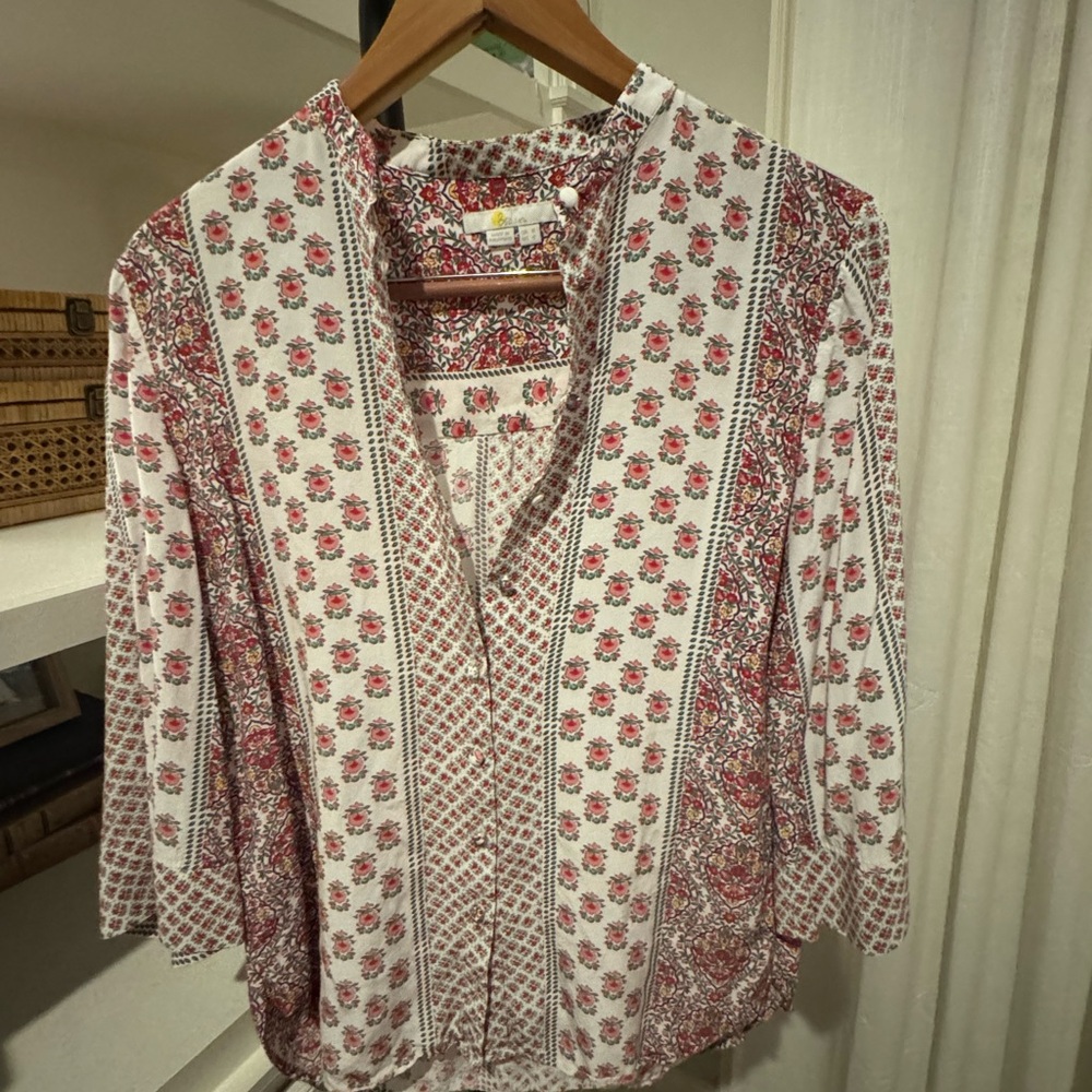 Boden Red and White Floral Blouse - 4